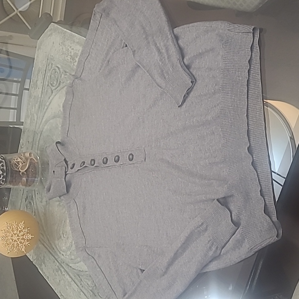 Hugo Boss mens solid gray wool blend mock neck sweater large